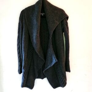 VINCE dark gray  wool open cardigan asymmetrical